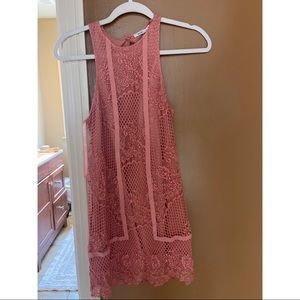 Free People pink lace high neck dress